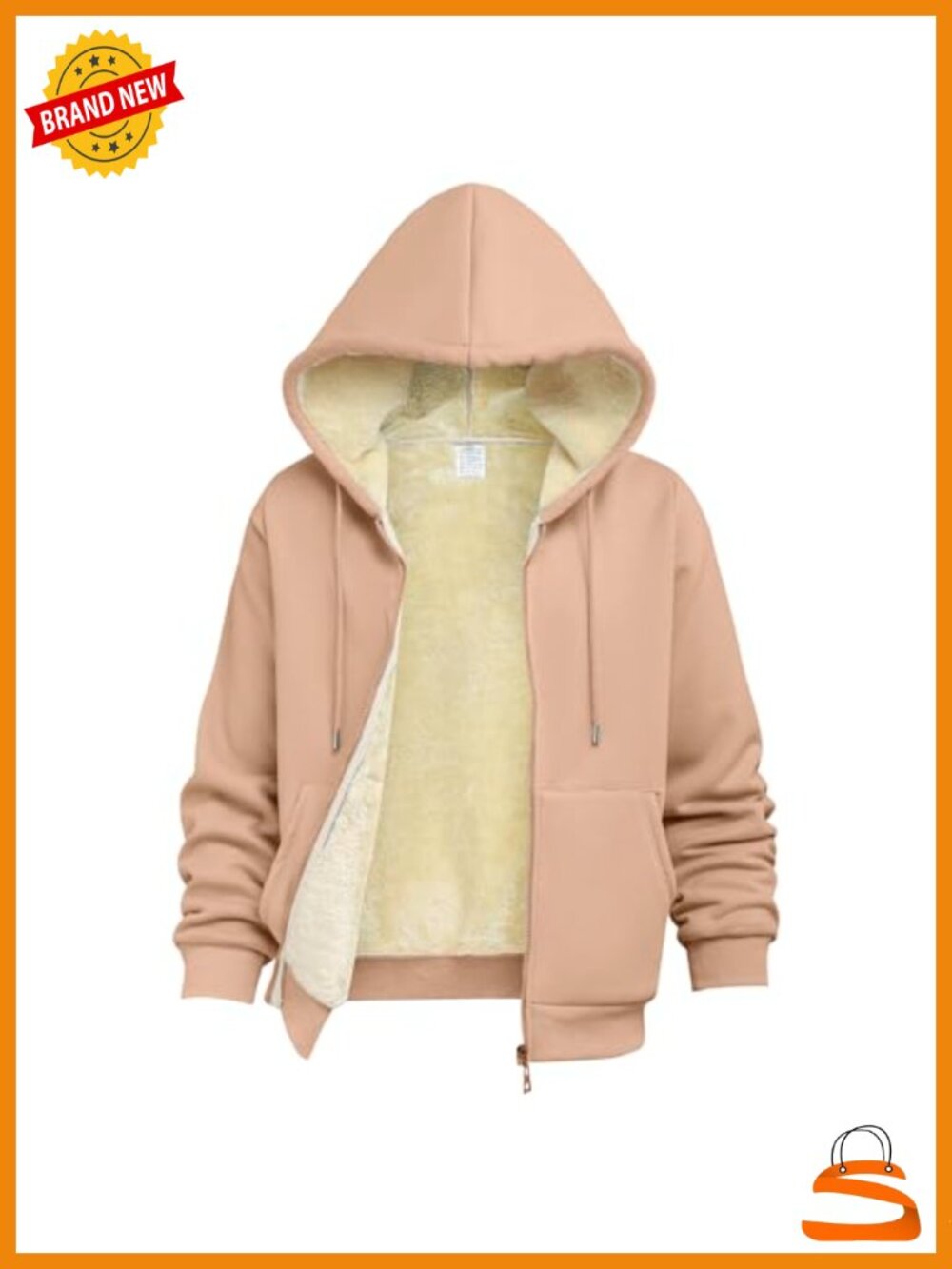 Sherpa Lined Full Zip Hoodie Warm Fleece Sweatshirt Winter
